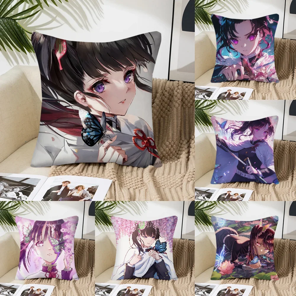 Anime Demon Slayer Kanao Tsuyuri Pillow Case Fashion Square Pillowcase Bedroom Sofa Room Ins Decoration Leisure Cushion Cover