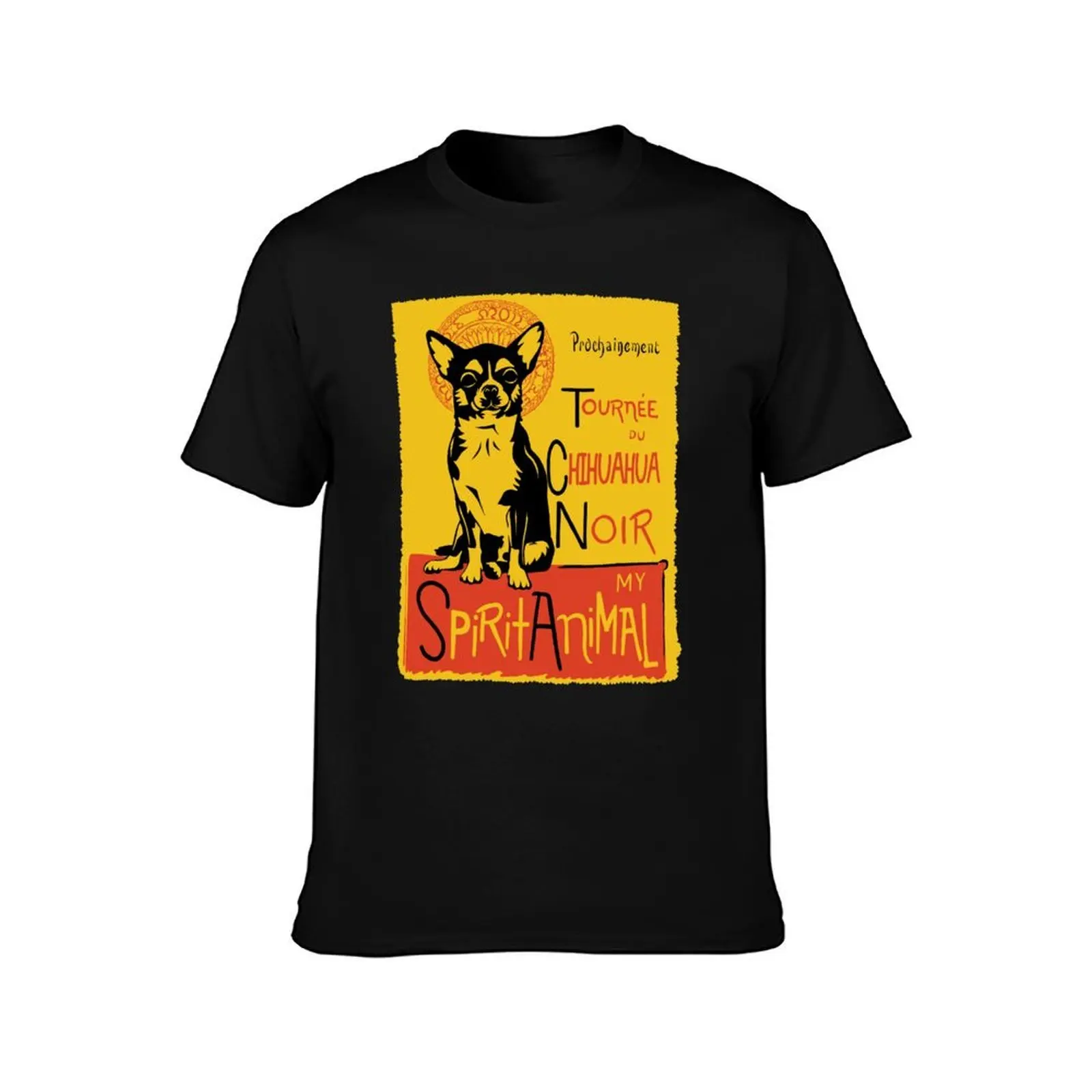 Funny Chihuahua Cute Dog Chat Noir Mashup Art Design T-Shirt Minimalist Plain Crew Neck T-Shirt