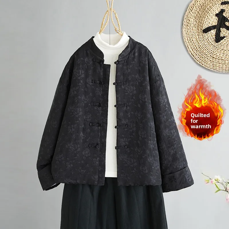 

New Chinese Sle Women's High-End Embroidered Tang Suit Cotton Jaet Winter New Retro Button Stand Collar Thiened Cotton ...