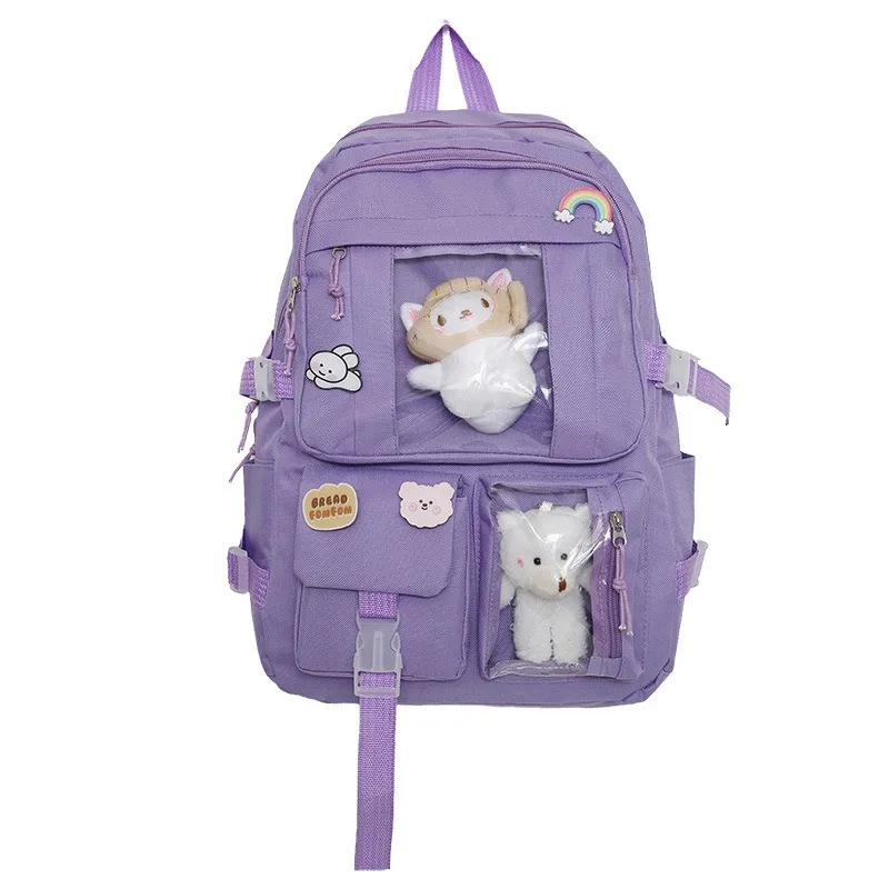 Mochila Popular de Color rosa y morado para estudiantes de secundaria, mochilas escolares bonitas sin cualquier versión de accesorios