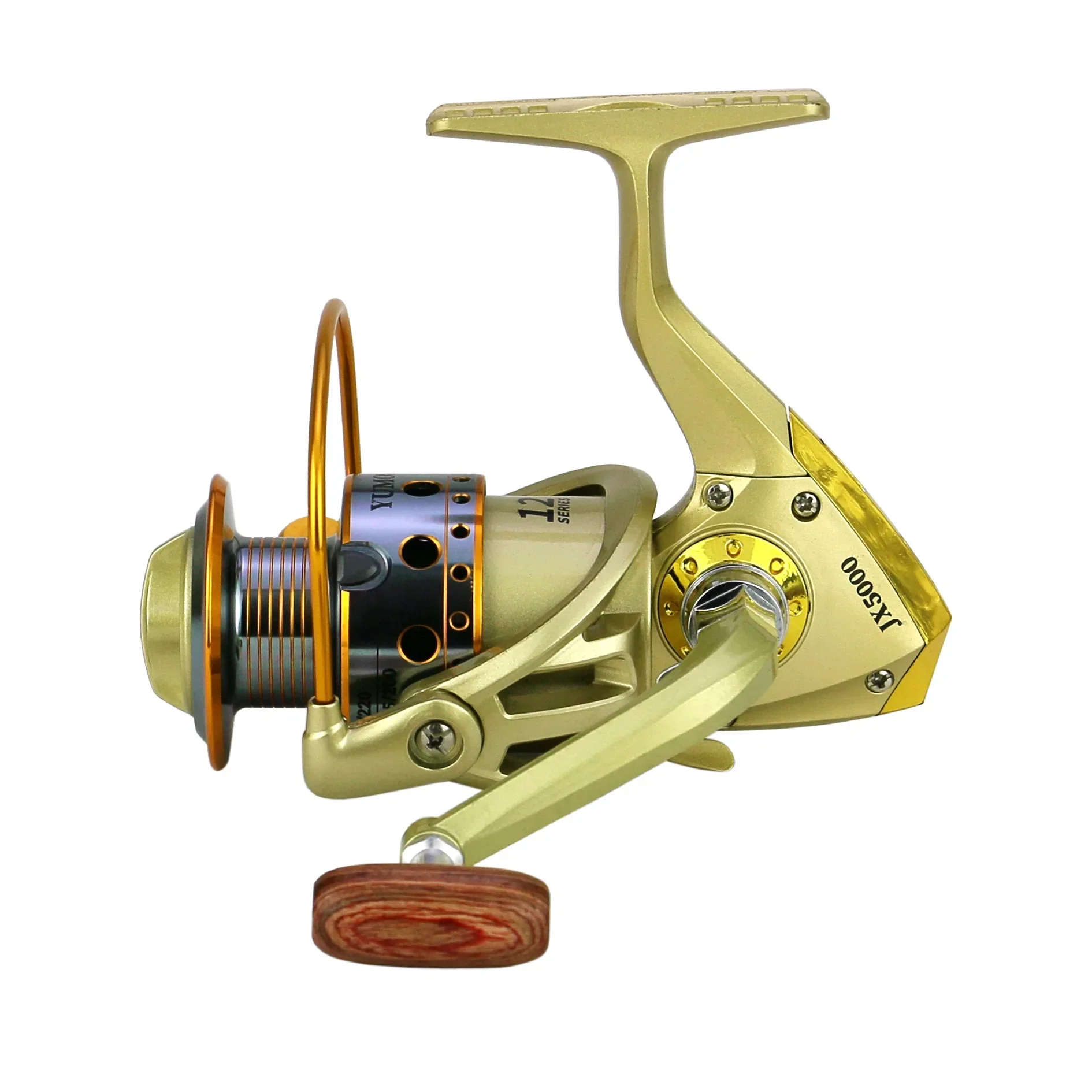 

Spinning Wheel Left And Right Hand Interchangeable Wooden Handle Metal Fishing Reel JX1000-7000 5.5:1 Sea Fishing Reels