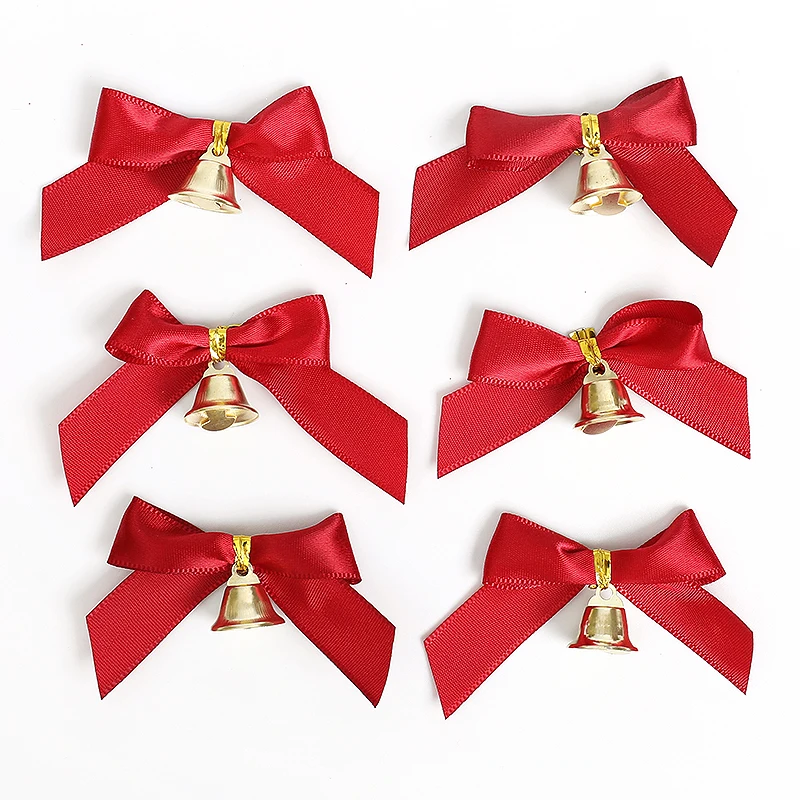 

10pcs Christmas Bowknot Bells DIY Xmas Wreath Xmas Tree Hanging Pendant Christmas party Decoration Bow Tie New Year 2025 Navidad