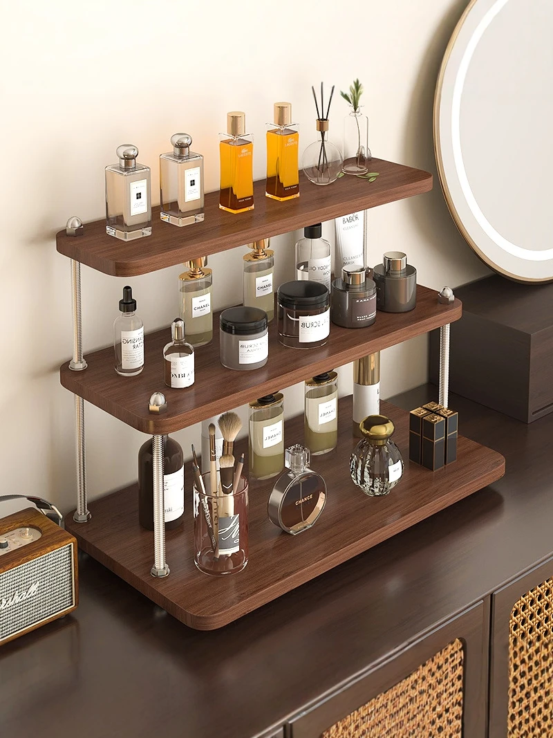 

Vintage Sle Multi-Layer Cosmetic Storage Ra Small Desktop Display Stand Lipsti eup Skincare Organizer Wood Material