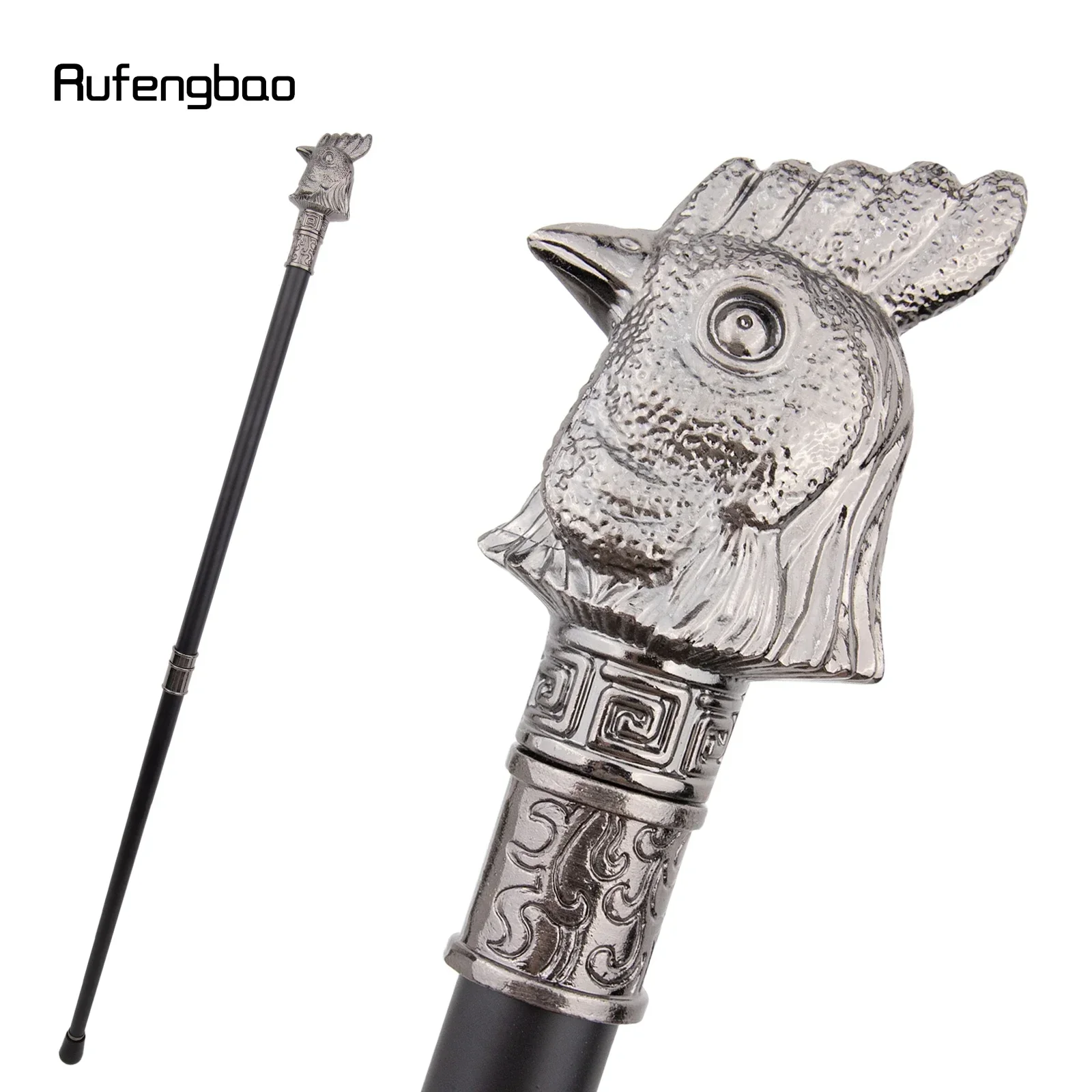 Silver Chicken Rooster Head Animal Fashion Walking Stick Decorative Cospaly Vintage Party Fashionable Walking Cane Crosier 93cm