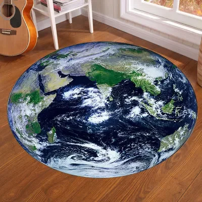 Круглый ковер Galaxy Earth Moon для детской комнаты, напольные ковры, коврик для домашнего декора, противоскользящий ковер для гостиной, спальни, ковер