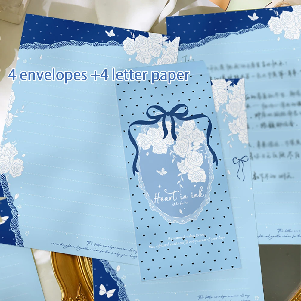 

Envelope Letter Blue Set Rose Island Handwritten Letter Art Confession Love Letter Blessing Message Writing Paper
