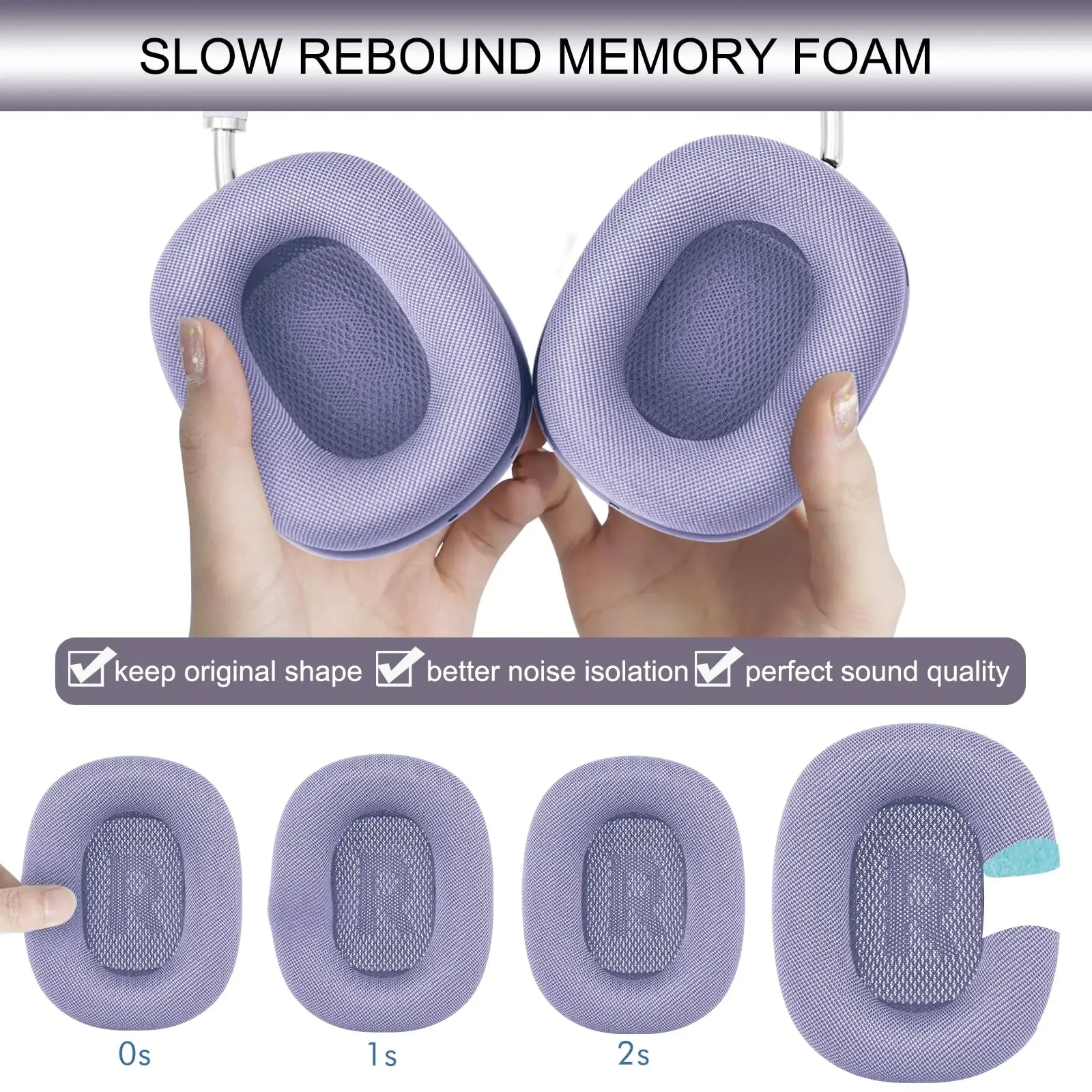 زوج واحد من وسادات الأذن البديلة من الفوم لأجهزة AirPods Max 2024، Apple 2.0 سماعات الأذن/غطاء الأذن ملحقات سماعة الرأس