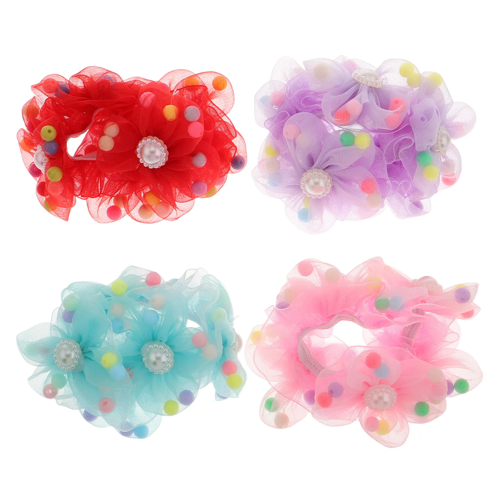 

4 шт. цветные резинки для волос с цветочным узором и подсолнухами, эластичные резинки для волос для женщин и детей, держатели для хвоста, весенние аксессуары для волос