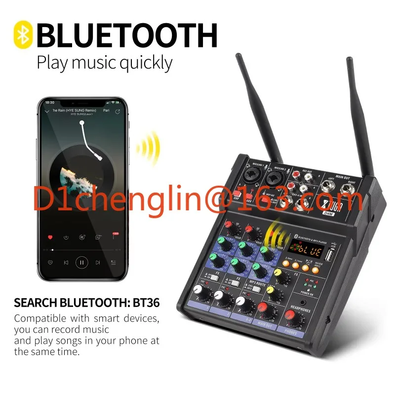 48 V Schnittstelle USB Sound Mischen 4 Kanäle Mini Musik Mikrofon Studio Controller Audio Konsole Video Digital Dj Mixer mit Mikrofon