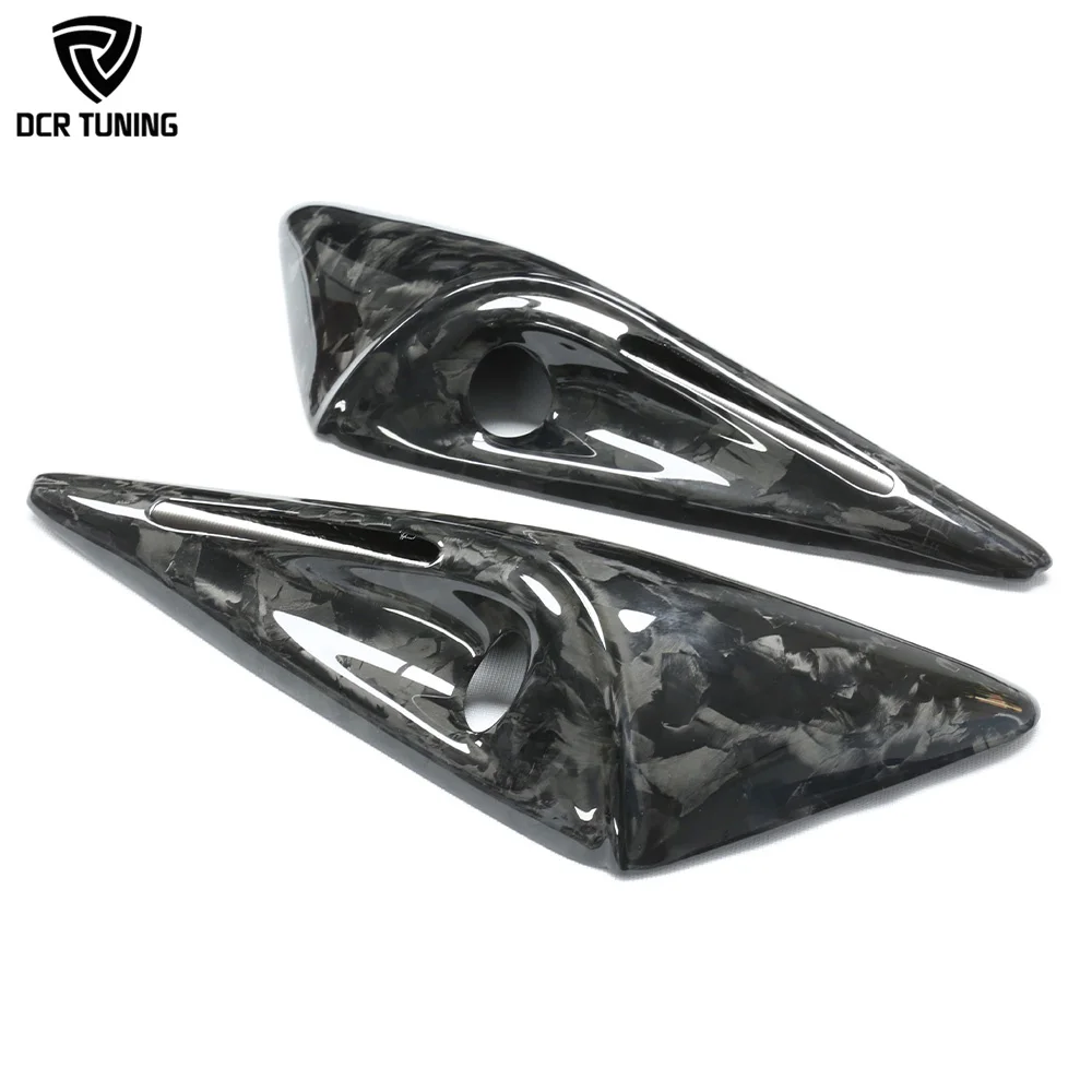Dry Forged Carbon Fiber Turn Signal Overlays For Tesla Model S 2023+ Glossy Black Add-on Side Camera Cover Fender Trim Full
