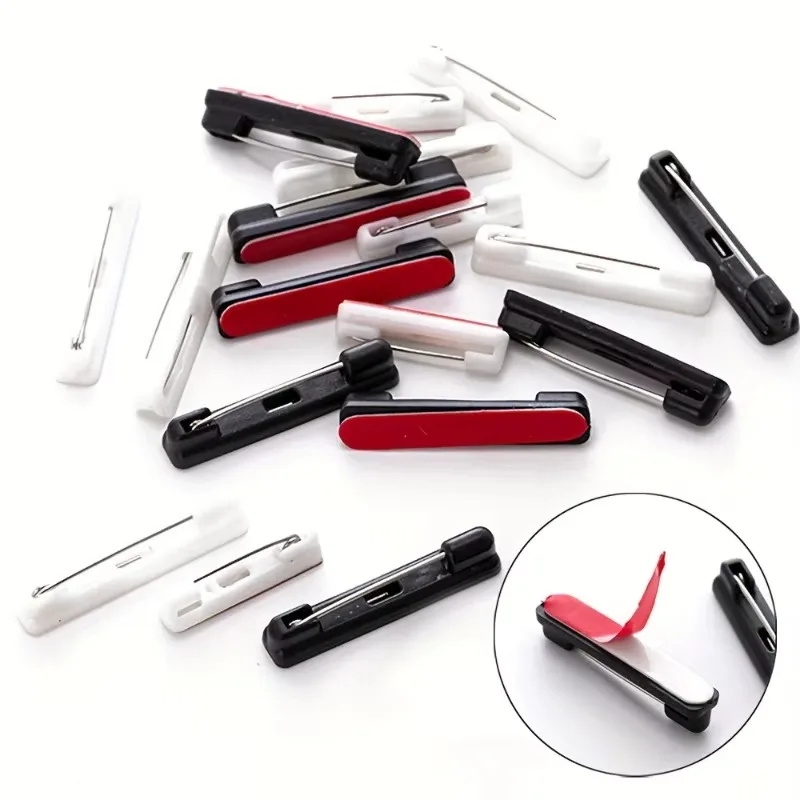 200pcs 22/31/37Mm Length Safety Brooch Pin Bar Blank Base & Adhesive Backing for Jewelry Making Name Tag Badges Replace Addition