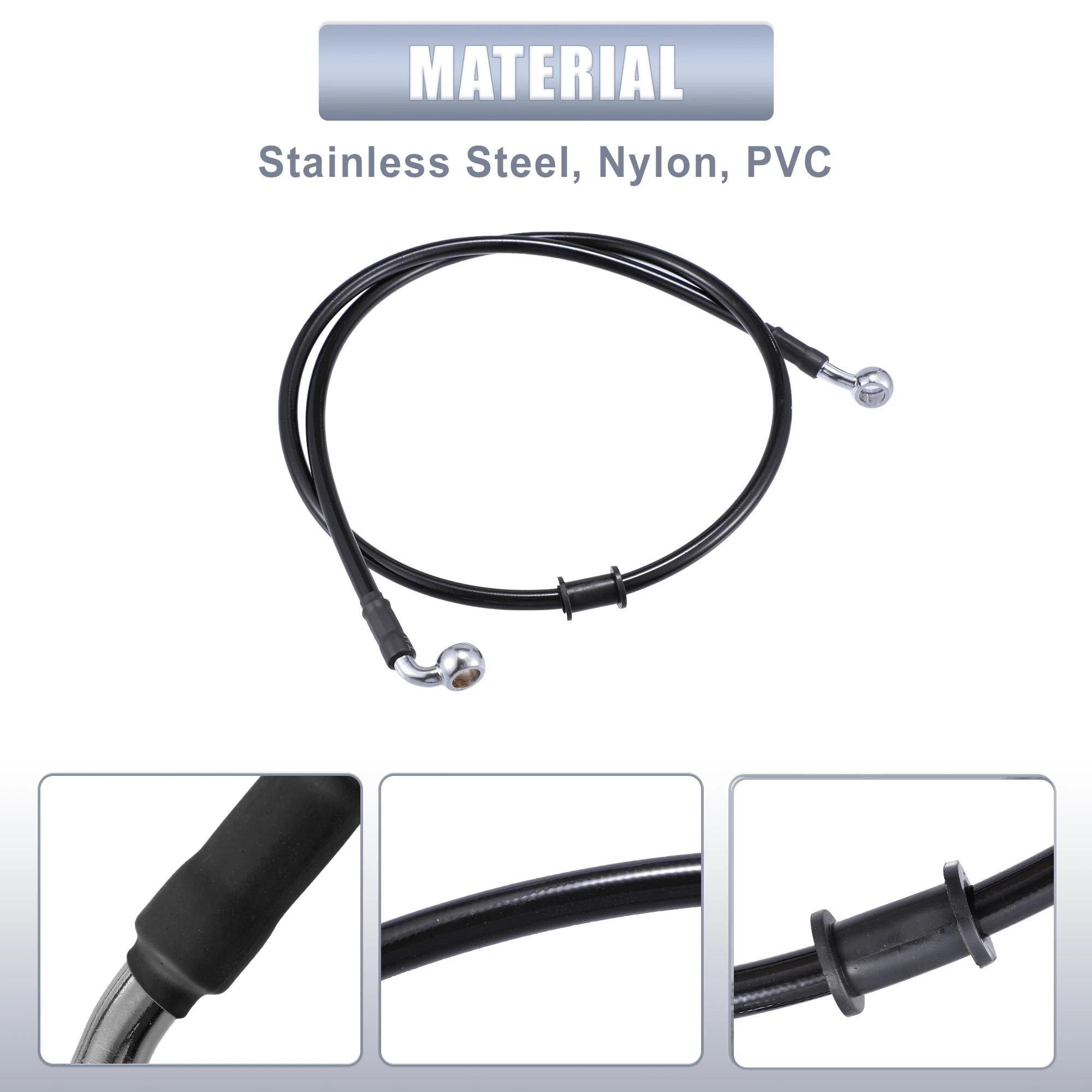 Motoforti 80cm 100cm 120cm 150cm 240cm Motorcycle Hydraulic Brake Line Oil Hose Pipe Fitting AN3 M10 28° 90° Stainless Steel