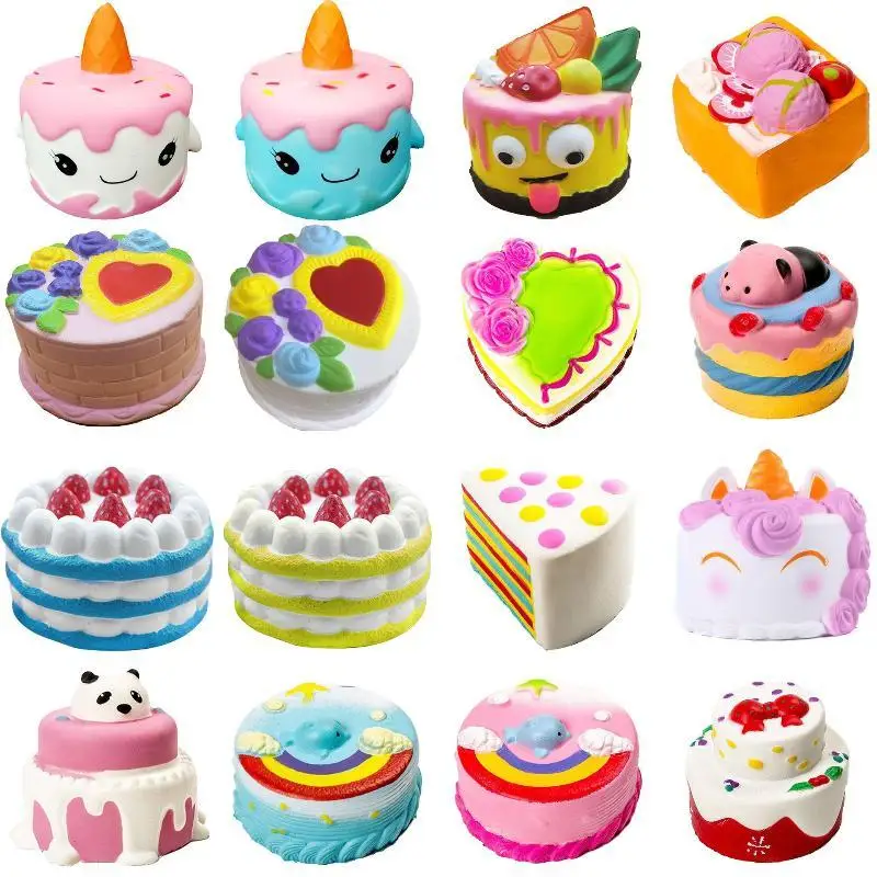 Kawaii Cake Slow Rising Stress Relief Squeeze Toys For Kids PU Soft Decompression Toy Simulated Food Cake Squeeze Toy-TOY