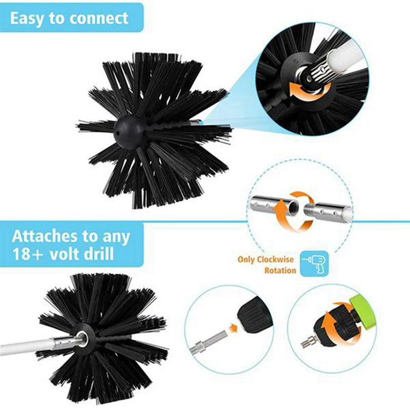 28Pcs Chimney Cleaner Brush Clean Rotary  System Fireplace Kit Rod Tool Set Home Kichen Cleaning Brush