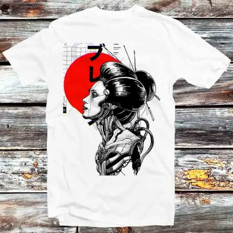 

Japanese Robot Geisha T Shirt Vintage Retro Cool Gift Mens Womens Unisex Cartoon Anime Top Tee B403