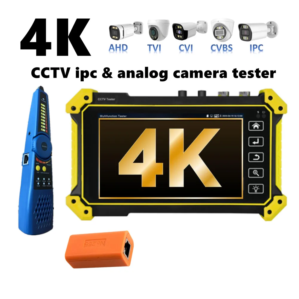4K 8MP IPC CCTV Tester Support Dahua Hikvision Camera Testing UTP Cable Test PoE Power Output HDMI input VFL OPM Wifi Analysis