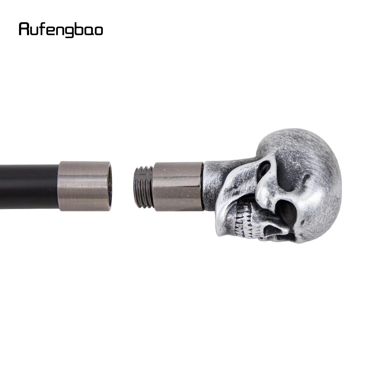 Silver Resin Skull Walking Cane Fashion Decorative Stick Elegant Cosplay Cane Knob Crosier 94cm Performance Stage Cane