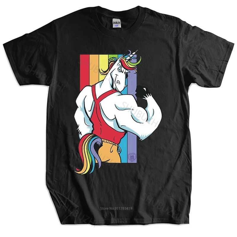 Male Black Tshirt Homme Unicorn Rainbow Gay Pride Ugly t-shirt Fashion Unisex Teeshirt Euro Size men cotton top tees