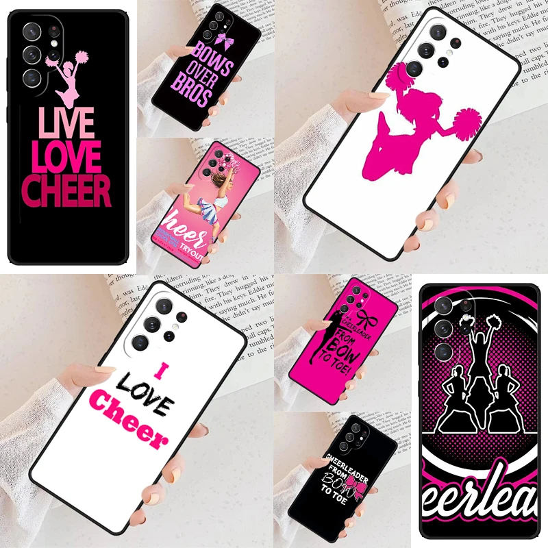 Cheerleader Cheer Pink Quote Phone Case For Samsung Galaxy S24 S23 S22 S21 Ultra S10 Note 10 Pro S20 Plus FE S9 S8 Cover