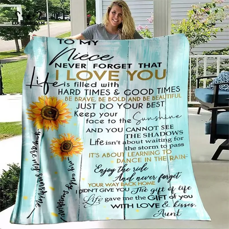 To My Niece Family Throw Blankets Bed Throw Soft Bedspread Sofa Travel Camping Christmas Xmas Navidad Gift Blanket Flannel