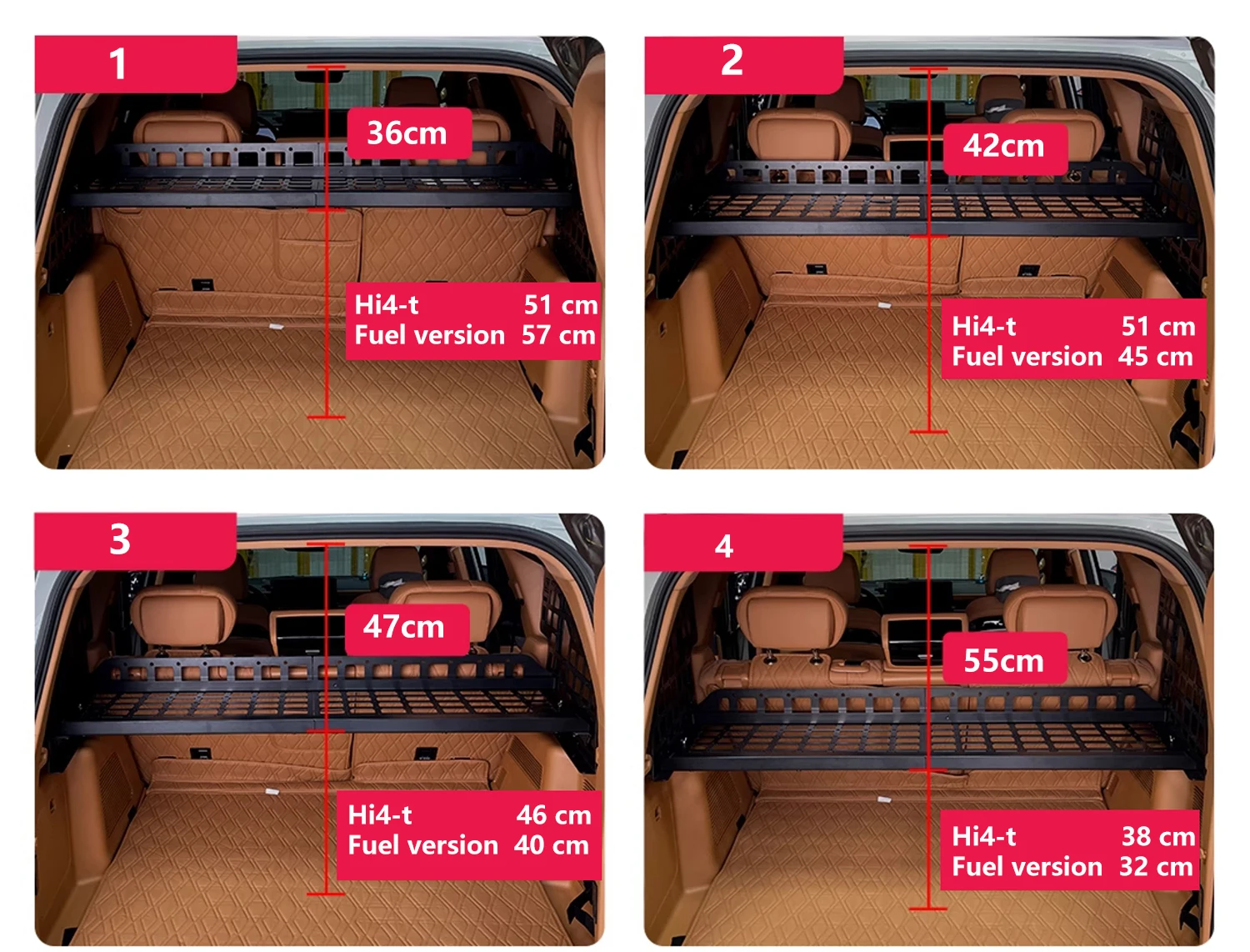 For GWM Tank 500 2022-2024 5-seater/ 7-seater Modular Molle Panel Trunk Organizer Aluminum Luggage Racks Boot Space Saver