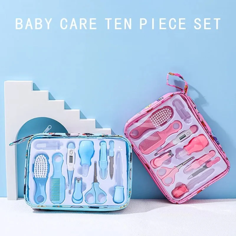 10PCS Baby Care Clean Set Nail Knife Nail Cutting Safe Comb Brush Thermometer Baby Nursing Tool Combination Set Care Package