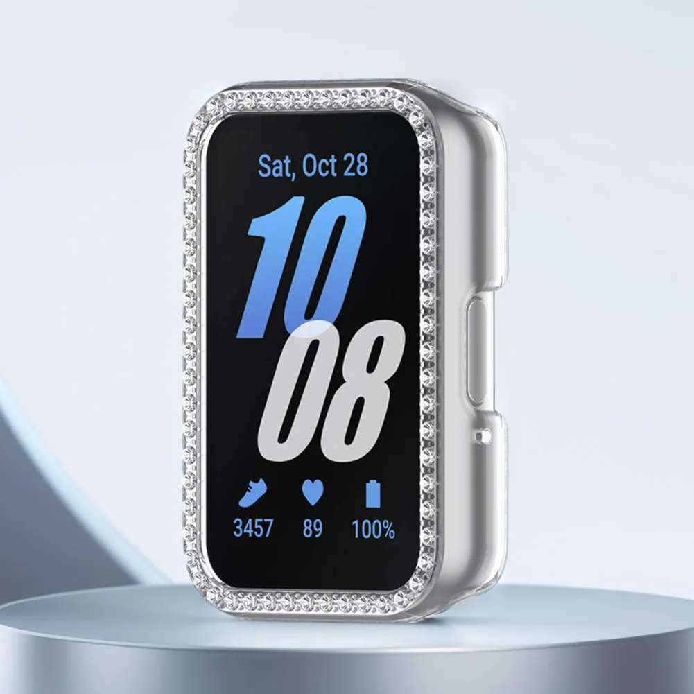 PC ダイヤモンド象嵌ケース スクリーンプロテクターケース 傷防止スマートウォッチ保護シェル Samsung Galaxy Fit 3 SM-R390用