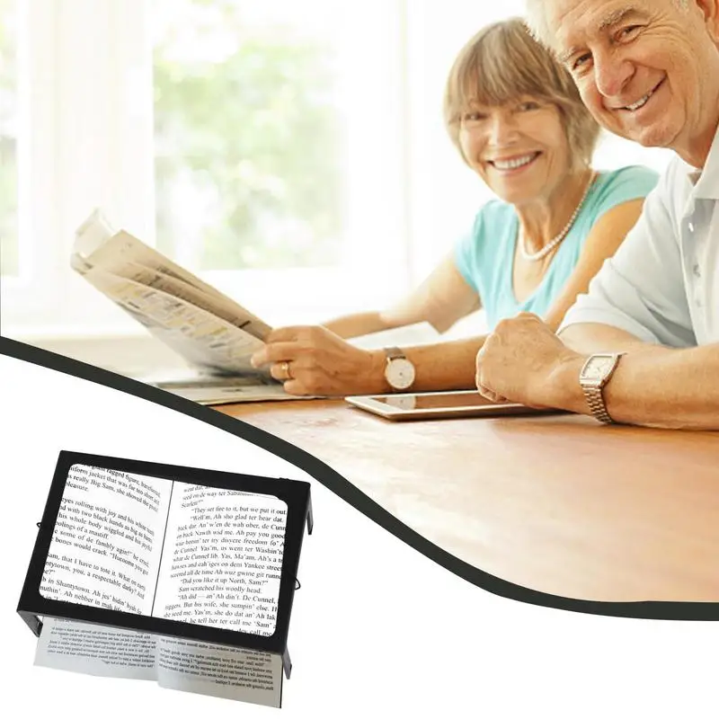 Full Page Magnifier Magnifying Glass With 6 Led Light Hands-Free Magnifying Glass Large Lens Magnifier Full-Page Rectangular