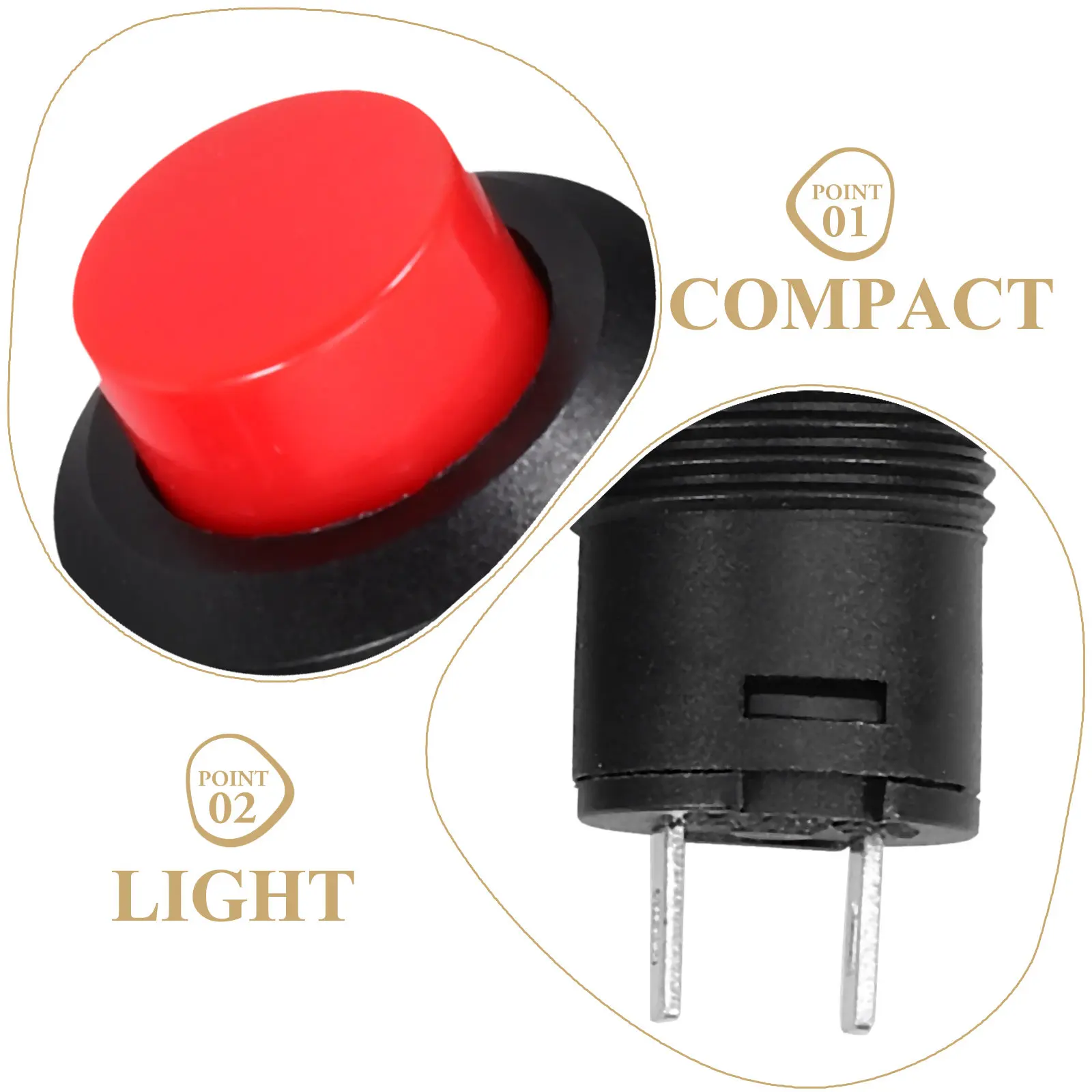 8Pcs Durable Push Button Switches for Light Appliance DIY Projects Easy Installation Household Replacement Push Button Switch