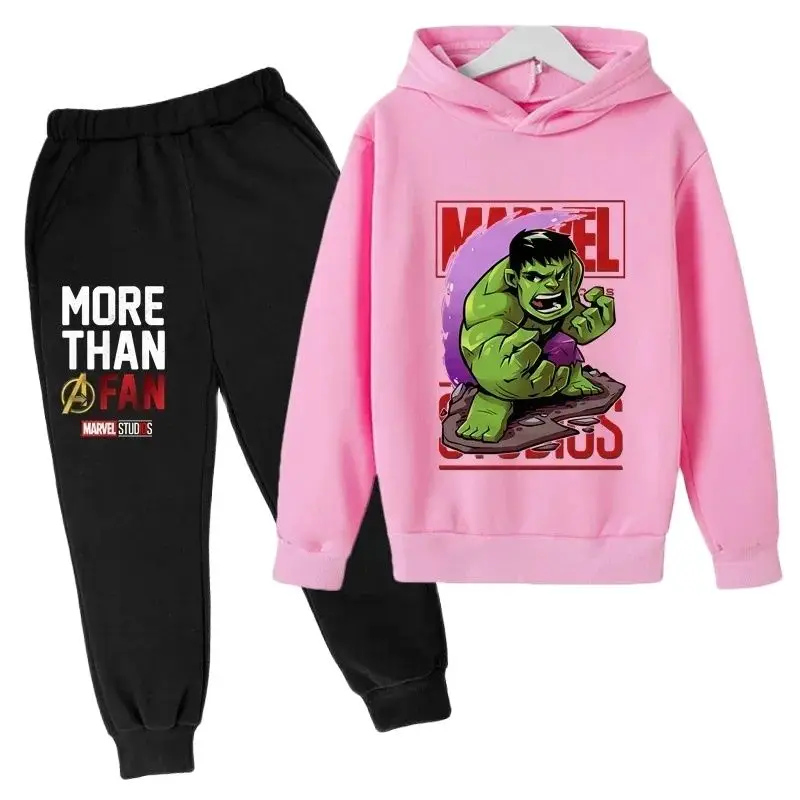 Boy Marvel- Hulk Super Heros Hooded Pants Suit Hoodies Kids Tracksuits  Girl Spring Autumn Winter Sweatshirt Clothes SetChildren