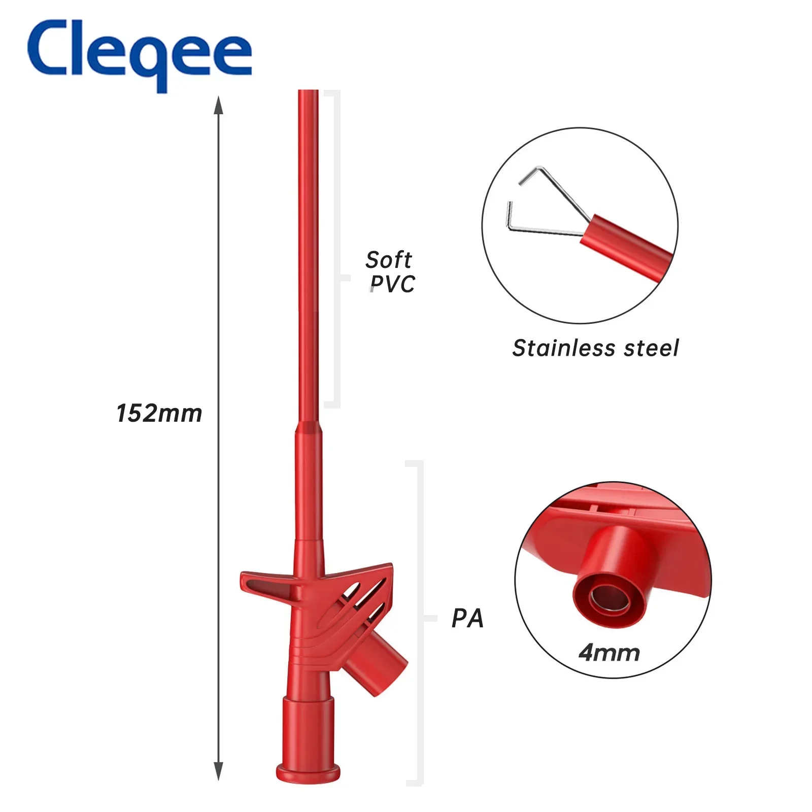 Cleqee P5004 2 قطعة اختبار سريع هوك كليب معزول اختبار التحقيق مع 4 مللي متر المقبس المهنية عالية الجهد الكهربائية لتقوم بها بنفسك الملحقات