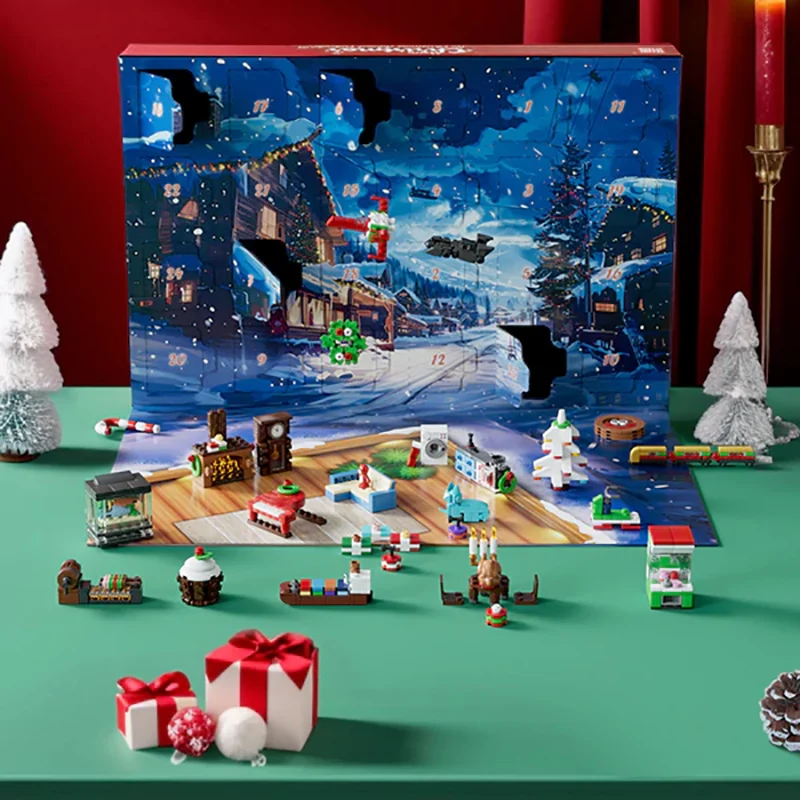 725PCS Kerst Adventskalender Blind Box Gebouwen Blokken Sets Model Bricks Sets Thuis Ornament Creatief Speelgoed Volwassen Kinderen Geschenken