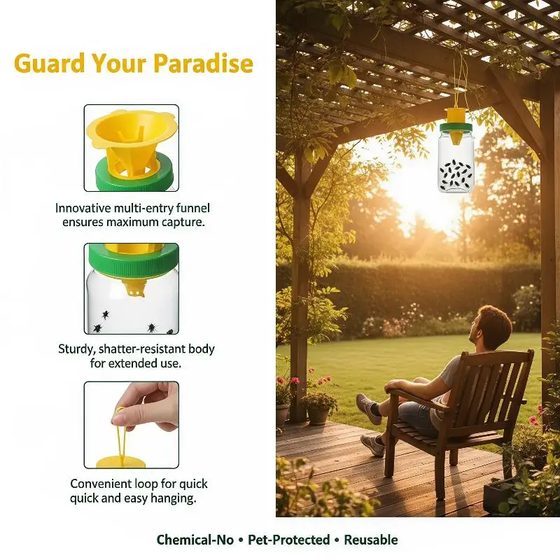 Reusable Hanging Insect Fly Wasp Traps High Efficiency Asian Hornet Catcher for Outdoor Farm Orchard Garden