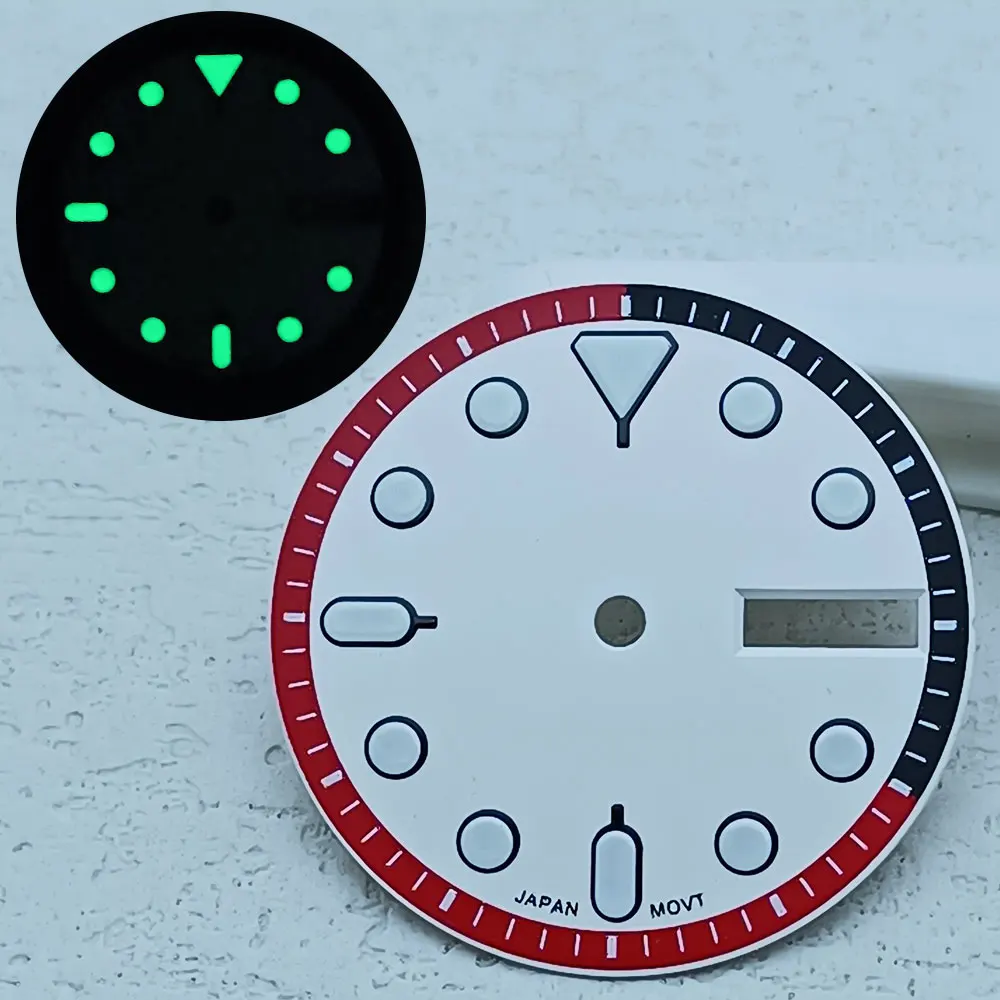 28,5 mm NH35-Zifferblatt. Neues Uhrenzubehör für Herren sind das Uhrwerk der NH35-Serie mit C3-grünem, im Dunkeln leuchtendem, individuellem Logo-Zifferblatt