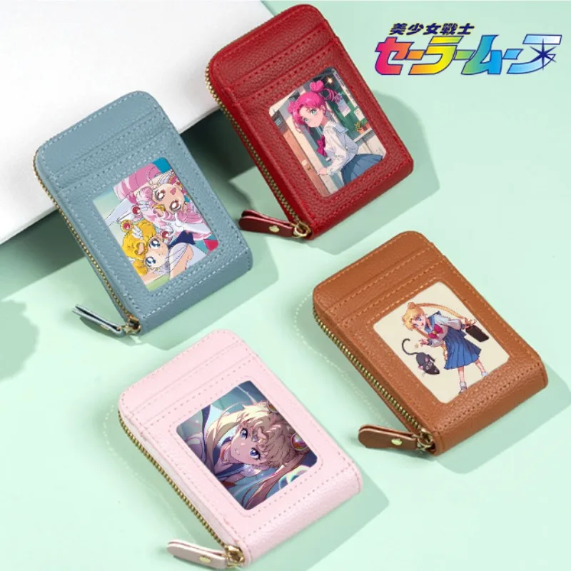 

Sailor Moon Wallet Tsukino Usagi Bank Card Organizer Girls Passport ID Cards Holder Women Zipper Casuals PU Leather Coin Purse