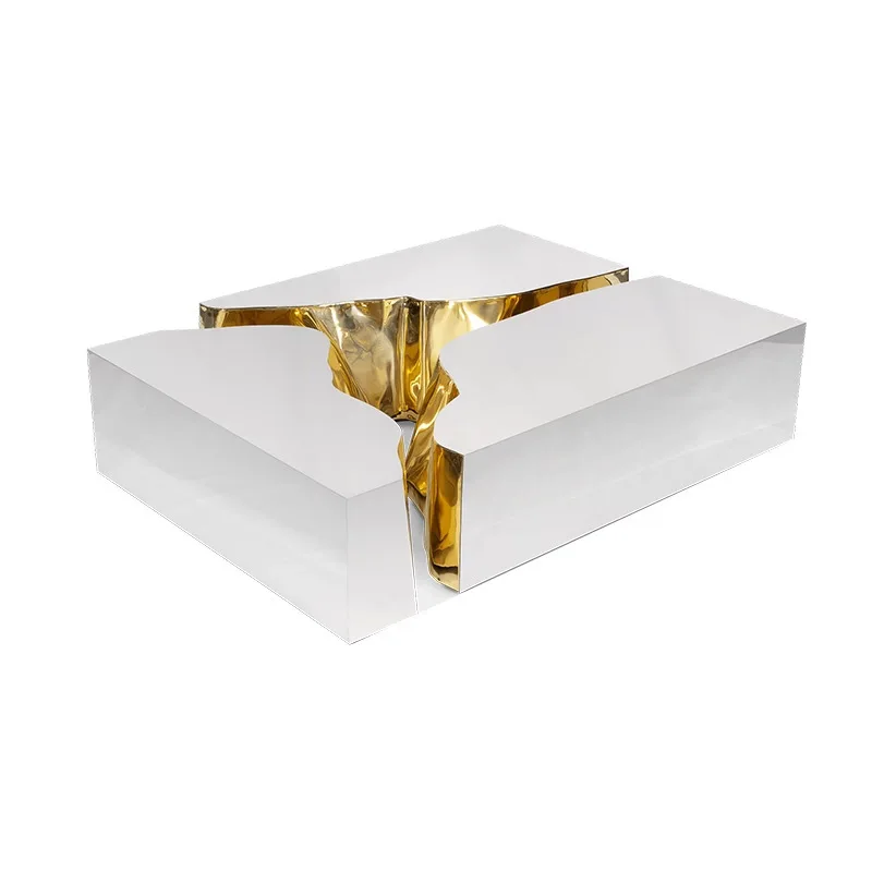 Modern light luxury stainless steel rectangular coffee table combination creative coffee table