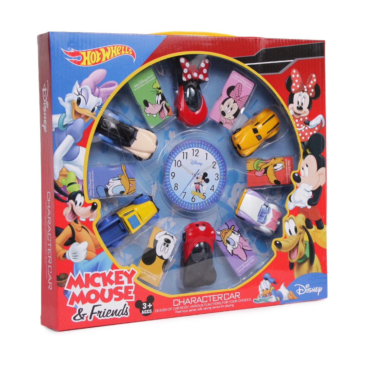 Mainan mobil kartun Disney Mickey Mouse & Friends mobil karakter Mickey Minnie Donal Bebek Model mobil Daisy hadiah koleksi anak-anak