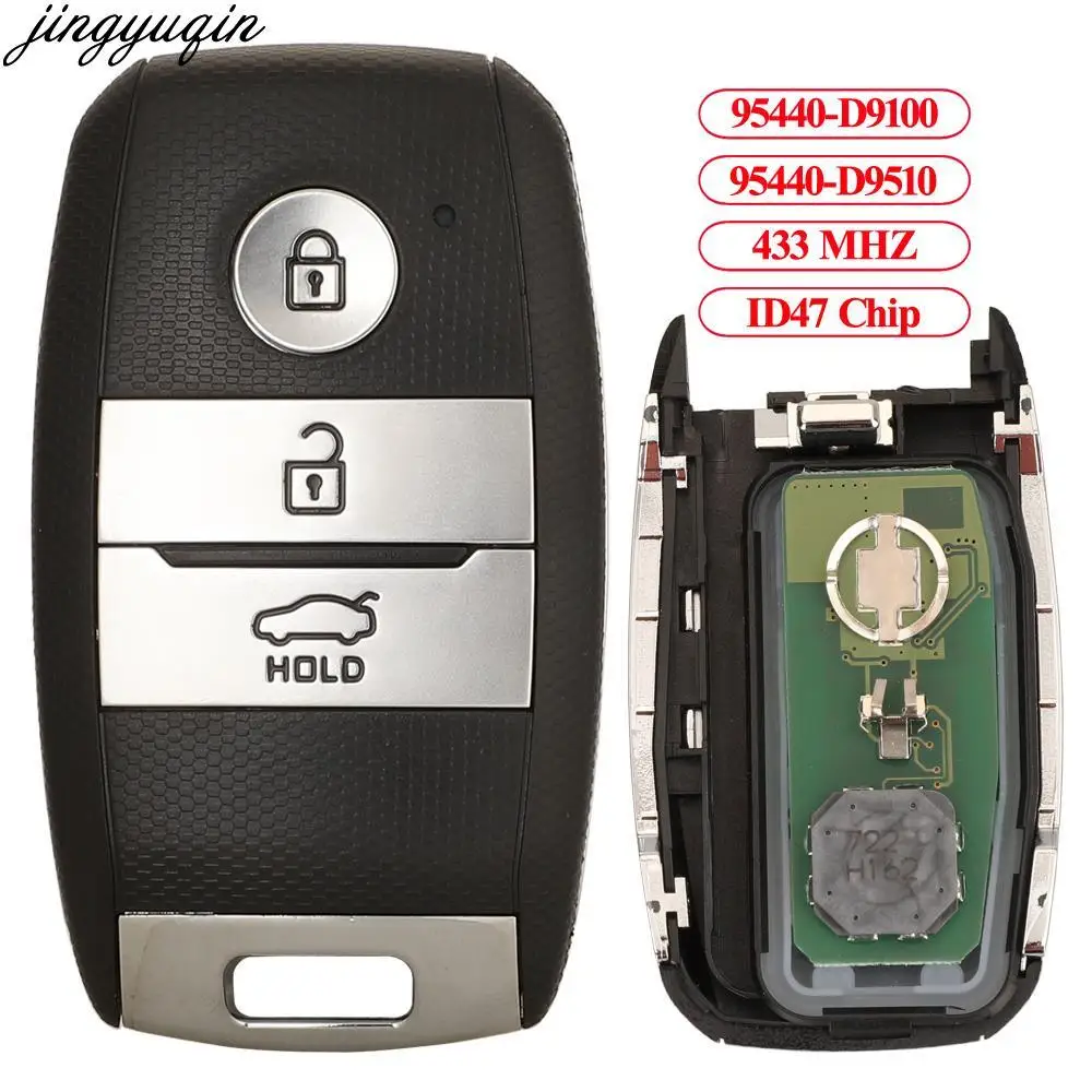 Jingyuqin 5pcs Remote Car Key Alarm 433MHZ ID47 For Kia Sportage 2016 2019 95440-D9100/95440-D9510 3 Buttons Smart Keyless Fob