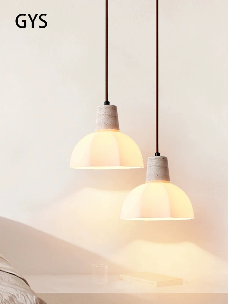 

Led Chandelier Stone Glass Material Bedroom Bedside Pendant Light Romantic Flower Lamp Cream Modern Replaceable E27 Bulb