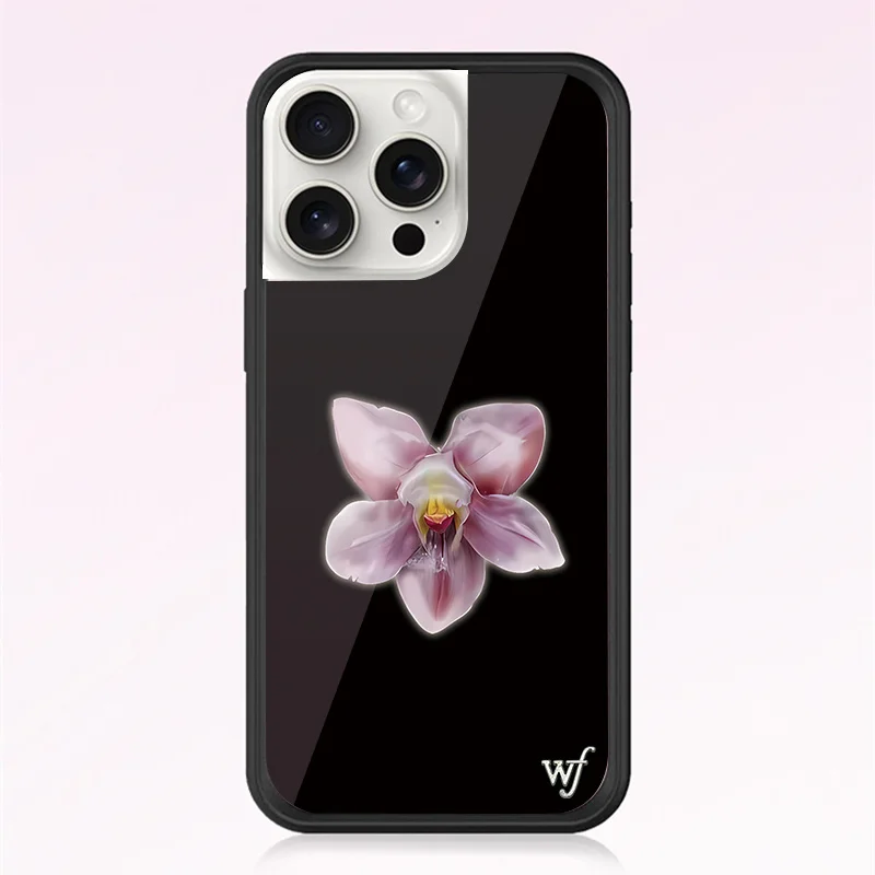 Wildflower 3D Flower Blooming Orchids Anti-Fall Phone Phone Case For iPhone 16 Pro Max 15 14 13 12Pro Max WF Cartoon Cute  Cover