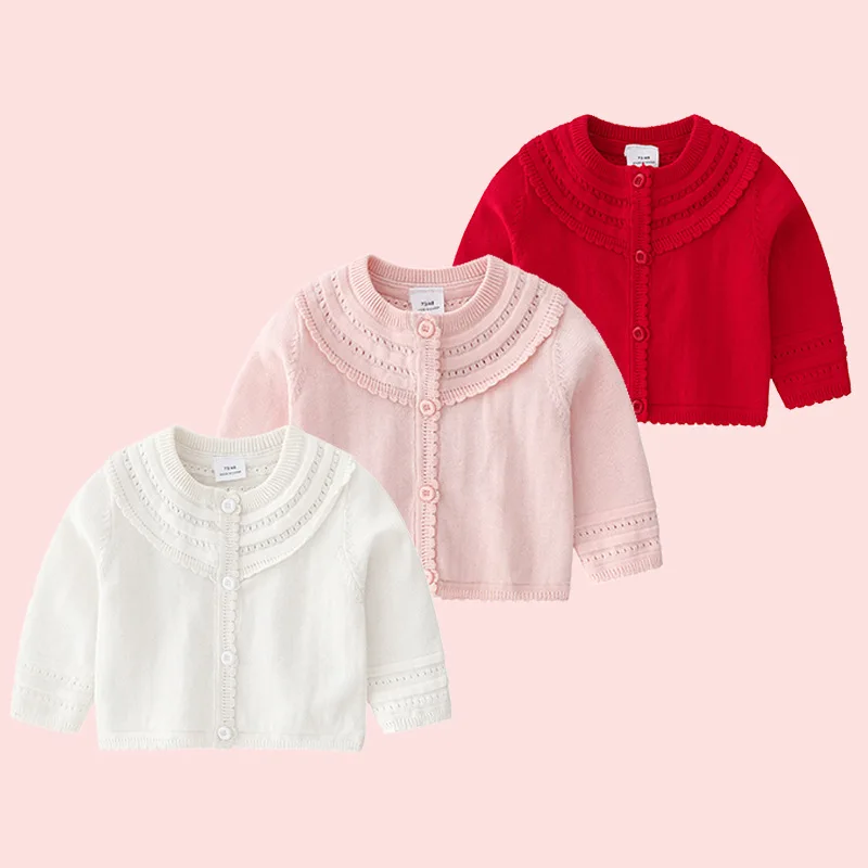 ZOETOPKID Cardigan Baby Sweater Slim-fit Knitted Solid Sweater Handmade Infant Single Breasted Cardigan Kids Newborn Clothes