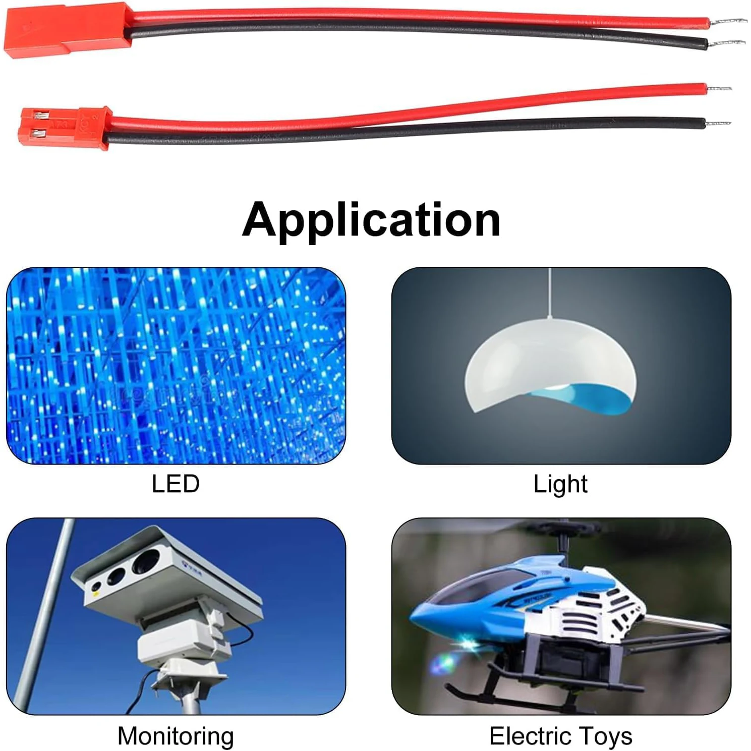 60Pairs ل JST موصل قابس 2 دبوس ذكر أنثى موصلات قابس سلك كابل 200 مللي متر 22AWG الأحمر والأسود ل LED مصباح RC اللعب