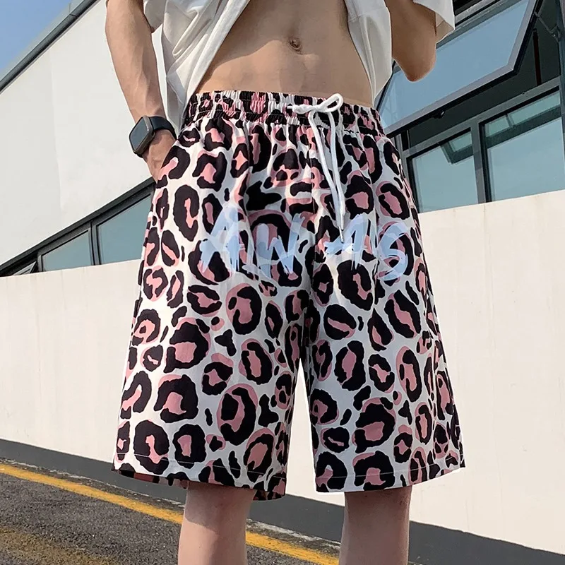 

2025 New Summer 3D Printed Quick Drying Leopard Print Shorts for Boys, Sports Pants for Basketball, American Casual Loose Shorts