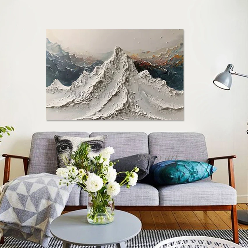 

Cheap Canvas Artwork, Thick Heavy Textured Acrylic Knife Oil Paintings, Abstract Art No Framed Mountain Landscape Wall Picture