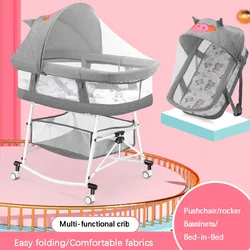 Baby Crib Portable Folding Babies' Bed Newborn Easy Folding Bassinet Multifunctional Movable Cabas Bed-in-Bed Bassinets
