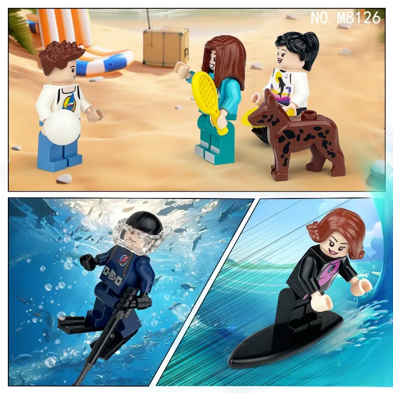 M8126 Strandpuppen, zusammengebautes Kinderspielzeug für Tourismus, Freizeit und Urlaub, humanoide Puppen, Lernspielzeug, Geburtstagsgeschenke. – Detail 4