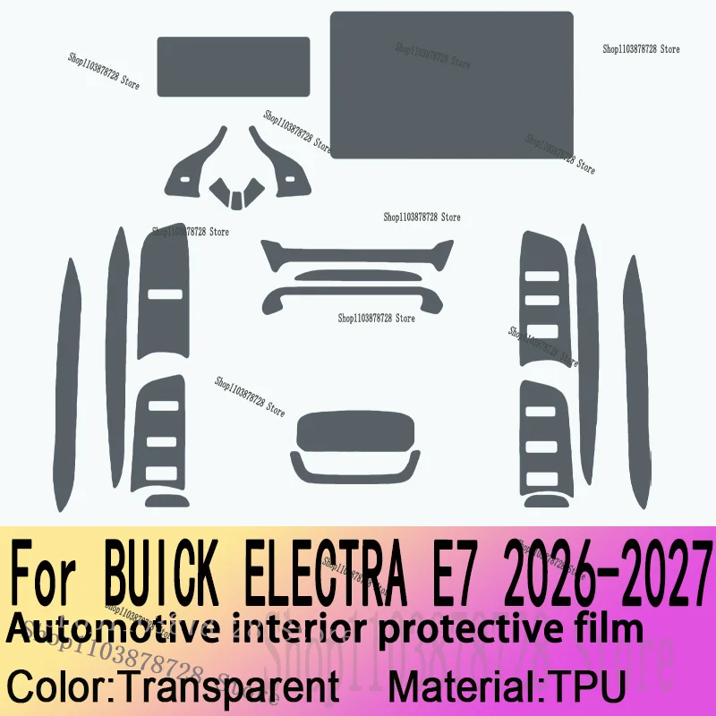 For BUICK ELECTRA E7 2026-2027 Navigation Center Console Gear Panel Screen TPU Car Interior Protective Film Anti-Scratch Sticker