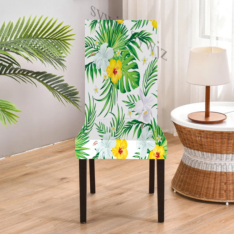 1/2/4/6 Palm Flower Pattern Elastic Chair Cover for Home Dining Table and Chair Decoration One-piece Chair Cover Holiday Gift