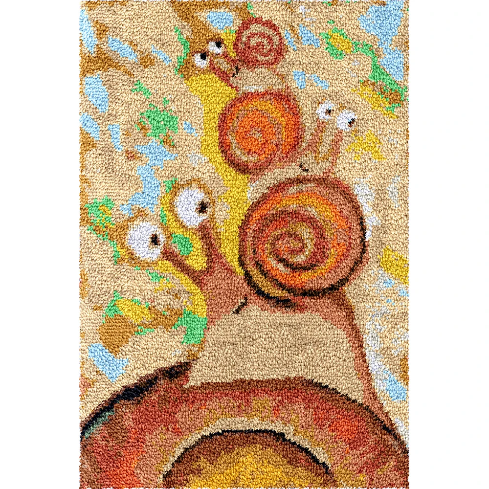 

Large Latch Hook Rug Kits with Pre-Printed Canvas Pattern DIY Snail Tapestry Making Kits Crochet Needlework Crafts for Adults