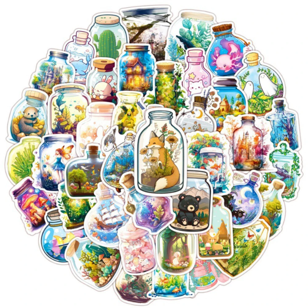 10/30/50PCS INS Style Bottle World Cartoon Stickers Aesthetic DIY Luggage Stationery Phone Waterproof Cute DIY Graffiti Sticker